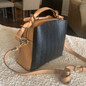 Ladies small Handbag- black with Camel tan trim